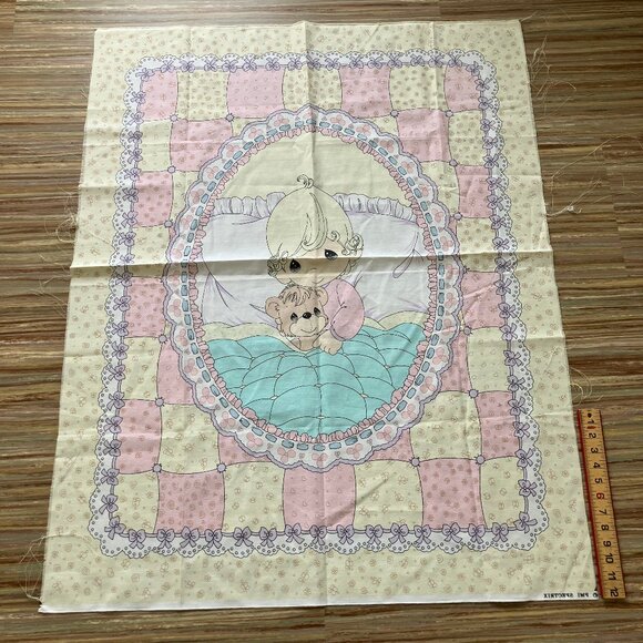 Precious Moments Crib Size Fabric Panel Pink/Yellow Vintage Spectrix 35x44" - Picture 4 of 4
